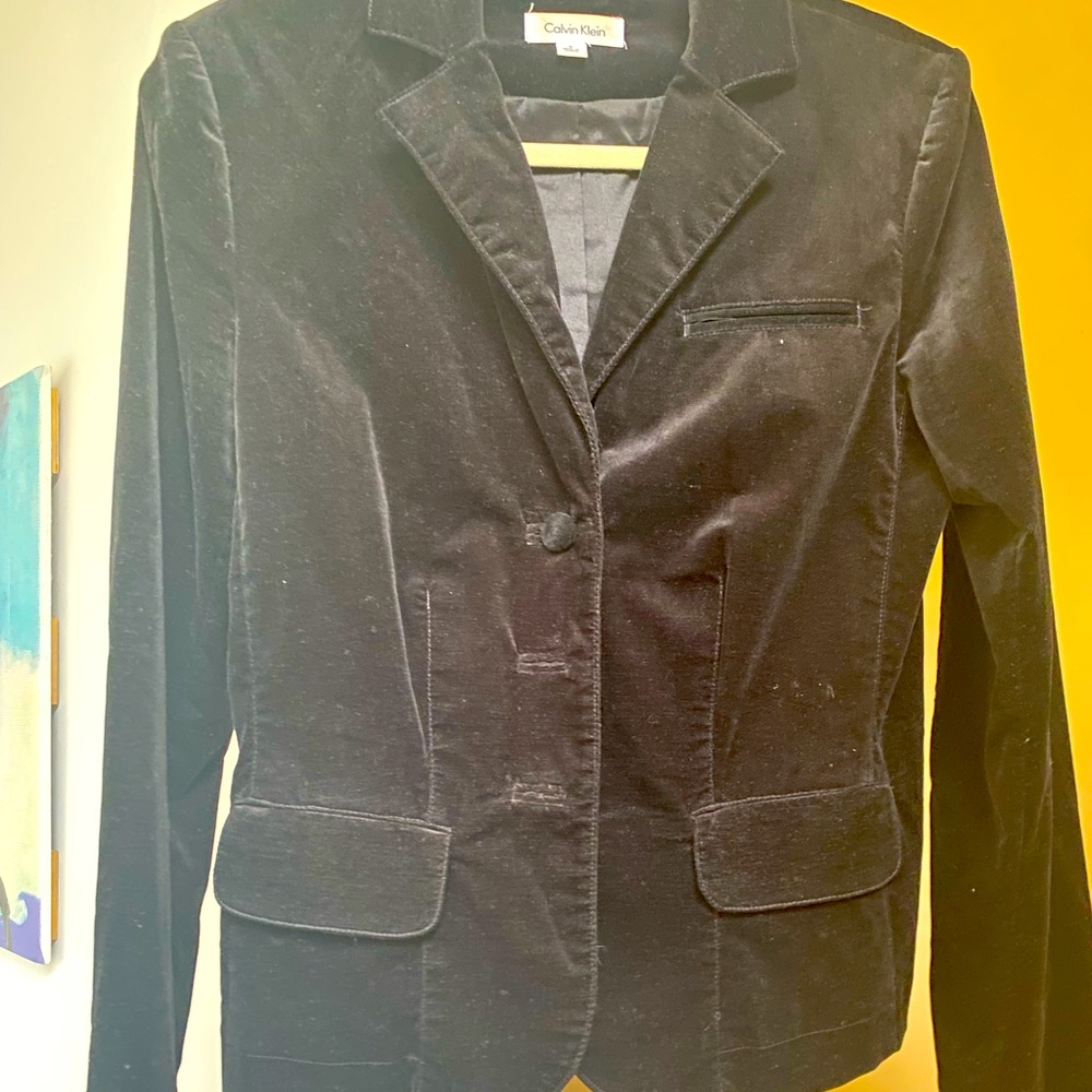 Calvin Klein black velvet blazer
